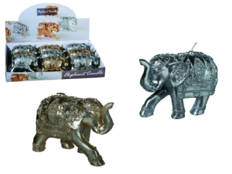 Kerze Elefant gold silber 11.5x8cm 9 Stk im Display (Aktion, Preis alt: 2.98CHF)