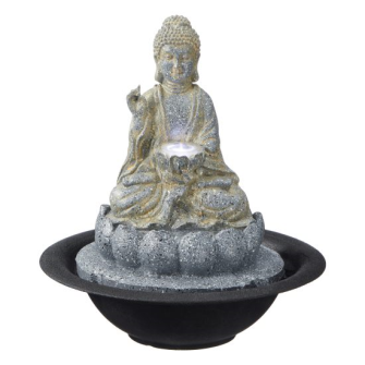 Buddha Zimmerbrunnen rund Polyresin H&#246;he 25cm (Aktion, Preis alt: 34.50CHF)