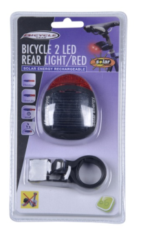 Fahrradr&#252;cklicht 2 LED solar rot