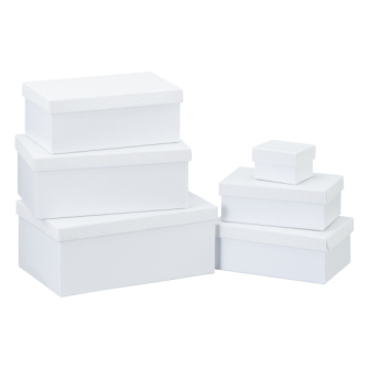 Geschenkboxen Glitzer weiss 6erSet rechteckig L 24x15x9.5cm