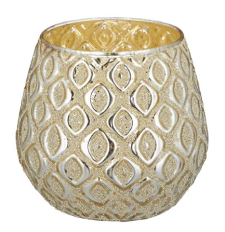 Windlicht Raute gold Glas 11x11x10cm