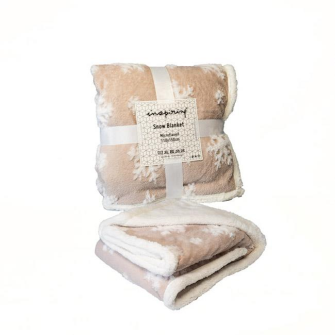 Decke Schneeflocken beige/weiss 110x150cm 100% Polyester (Aktion, Preis alt: 10.95CHF)