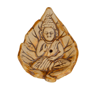 R&#228;ucherst&#228;bchenhalter Blatt Buddhamotiv 10x8x3cm Keramik BALI