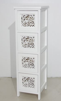 M&#246;bel mit Rosendurchbruch 4 Schubladen weiss 23x27x79cm