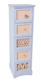M&#246;bel mit Jutedekor 5 Schubladen weiss 8x32x80cm