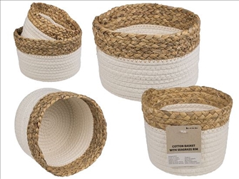 Korb 2er Set Baumwolle mit Seegras