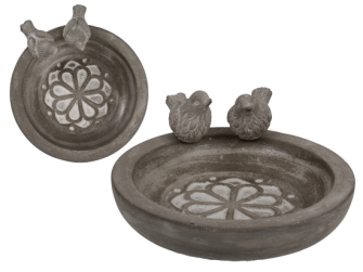 Vogeltränke mit Vögeln 20.5x4cm Zement