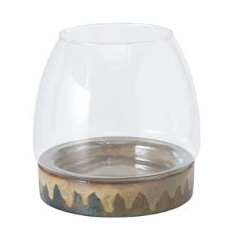 Windlicht H 16cm Glas Steingut