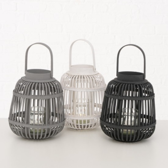 Windlicht 3ass 24cm Bambus