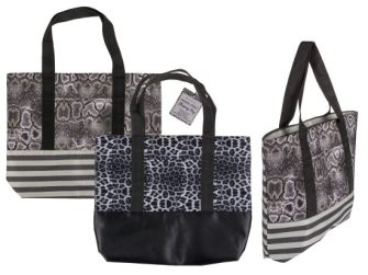 Tasche schwarz/weiss Animal Print 45x35cm 2ass