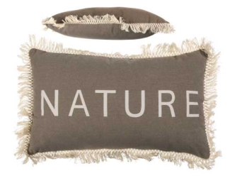 Kissen Nature mit Fransen und Reissverschluss 30x50cm 100% Baumwolle 300g F&#252;llgewicht