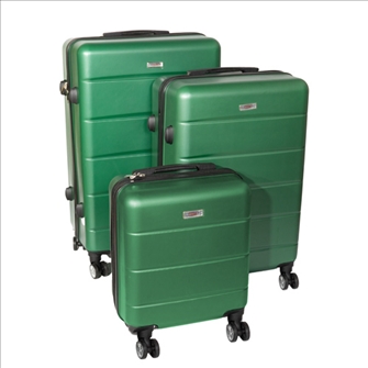 Hartschalen Koffer mit klein f&#252;r Easy Jet ABS 3-teilig gr&#252;n 43x34x20cm 64x41x24cm 74x47x28cm  11.1Kg