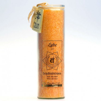 CHAKRAKERZE Orange - Svadhisthana im Glas 100% pflanzlich Kerze 20cm