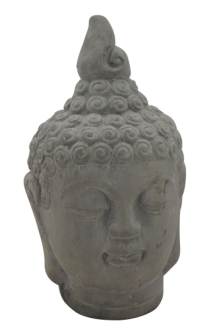 Buddha Kopf grau Zement 24.5x17cm