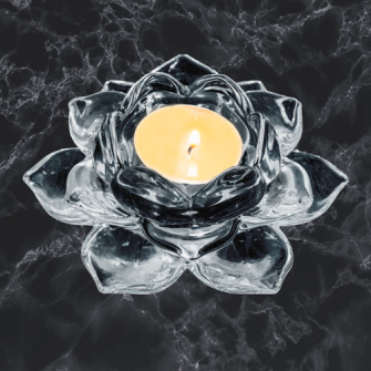 Teelichthalter Lotus Kristallglas 12x5cm