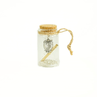 Glasflasche mit Korken mit Dekof&#252;llung 3.5x7cm