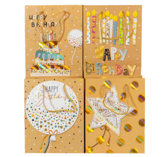 Geschenktasche 23x18x8cm Happy Birthday 4ass