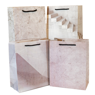 Geschenktasche 23x18cm Stein-Betonmotiv 4ass