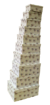 Geschenkboxen Blumen 10er Set 19x13x7.5cm bis 37.5x29x16cm