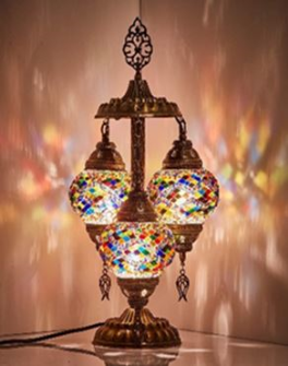 Lampe Mosaik Tischlampe mit 3 Lampen h50cm Diam. 3x13cm T&#252;rkei