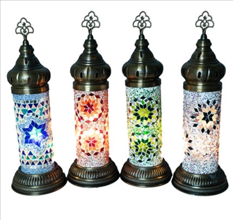 Lampe Mosaik Tisch Zylinderform h37cm Diam 8cm T&#252;rkei ass