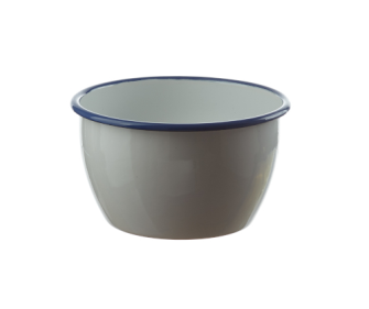 Emaille weiss mit blauem Rand Schale tief D 18cm