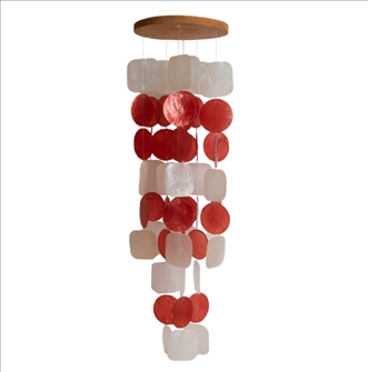 Windspiel mit Capizmuschel rot weiss 65cm
