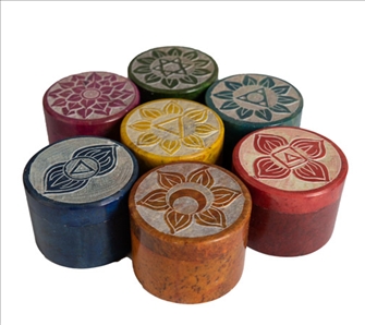 Dose rund Speckstein Chakramotive 5x5x4cm 7ass INDIEN