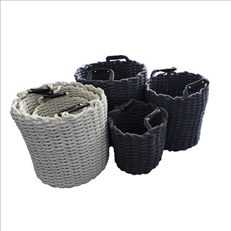 Korb 3er Set 2 Farben ass D28-40cm H27-37cm Kunststoff