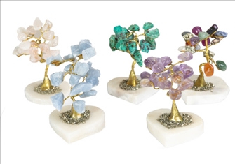 Bäumchen Halbedelsteinen PERU Amethyst, Celestine, Mix, Chrysocol, Rosenqzuarz zufällig assortiert