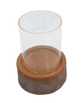 Windlicht mit Sockel 10.5x10.5x14cm Steingut