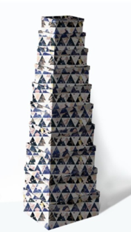 Geschenkboxen Dreiecke 10er Set 19x13x7.5cm bis 37.5x29x16cm