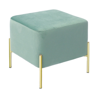 Hocker Pouf Samt gr&#252;n mit goldfarbenen Metallbeinen 46x46x44cm