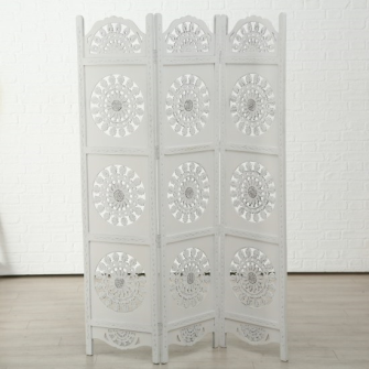 Paravent weiss B137cm H184cm Mangoholz