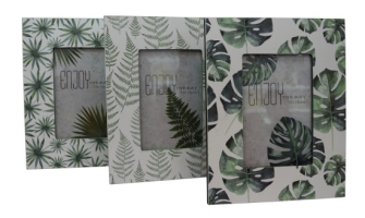 Bilderrahmen mit Blätterdekor weiss grün 23x18x0.8cm 3ass MDF