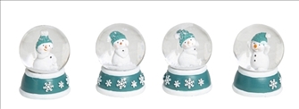 Schneekugel Weihnachten Schneemann weiss/t&#252;rkis 6.2x4.5cm