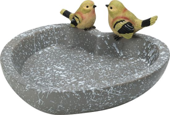Vogeltränke Herzform mit Vögeln