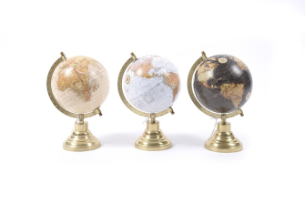 Globus 18x15.5x28.5cm ass Holz und Messing