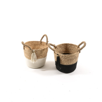 Korb rund mit Quaste 2 Farben ass 20x18cm