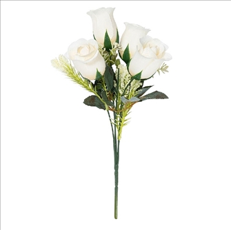 Rose weiss 5 Blüten 34cm