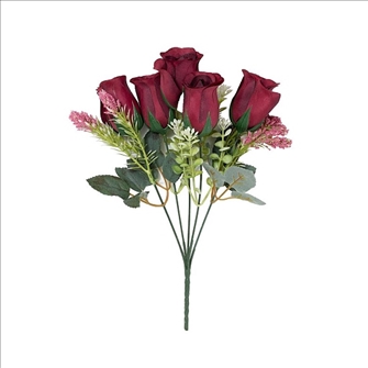 Rose burgund 5 Blüten 34cm