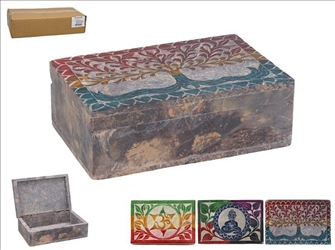 Dose mit Deckel Speckstein 10x15x4.5cm 3ass