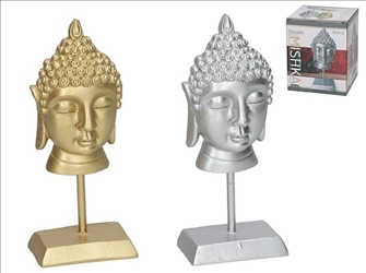 Buddha Gold/Silber ass 6x4x15.5cm Resin