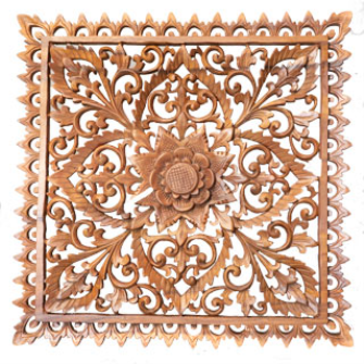Wand Relief quadratisch 50cm dunkles Holz