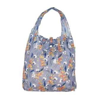 Einkaufstasche ECO CHIC faltbar Flowers Grau 56x38x10cm Kunststoff 100% recycelt