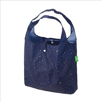 Einkaufstasche ECO CHIC faltbar Mond und Sterne Navy 56x38x10cm Kunststoff 100% recycelt