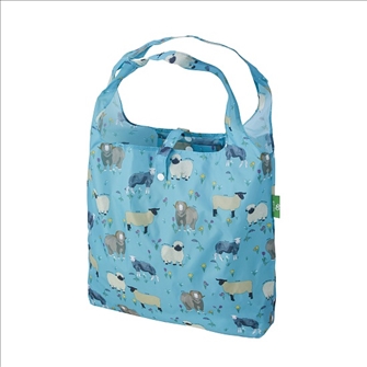 Einkaufstasche ECO CHIC faltbar Schaf-Vielfalt Blau 56x38x10cm Kunststoff 100% recycelt