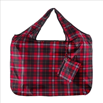 Einkaufstasche gross ECO CHIC faltbar Karomuster 60x42x14cm Kunststoff 100% recycelt