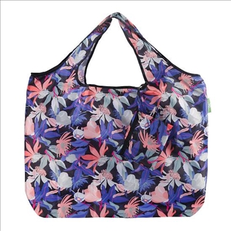 Einkaufstasche gross ECO CHIC faltbar Blumen exotisch 60x42x14cm Kunststoff 100% recycelt