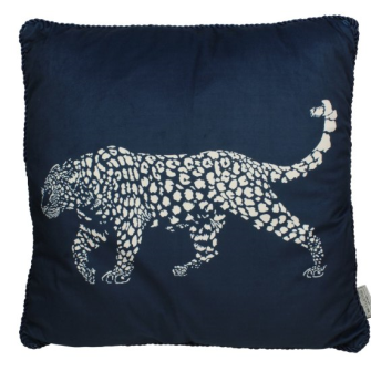 Kissen Samt Leopard Blau 55x55cm